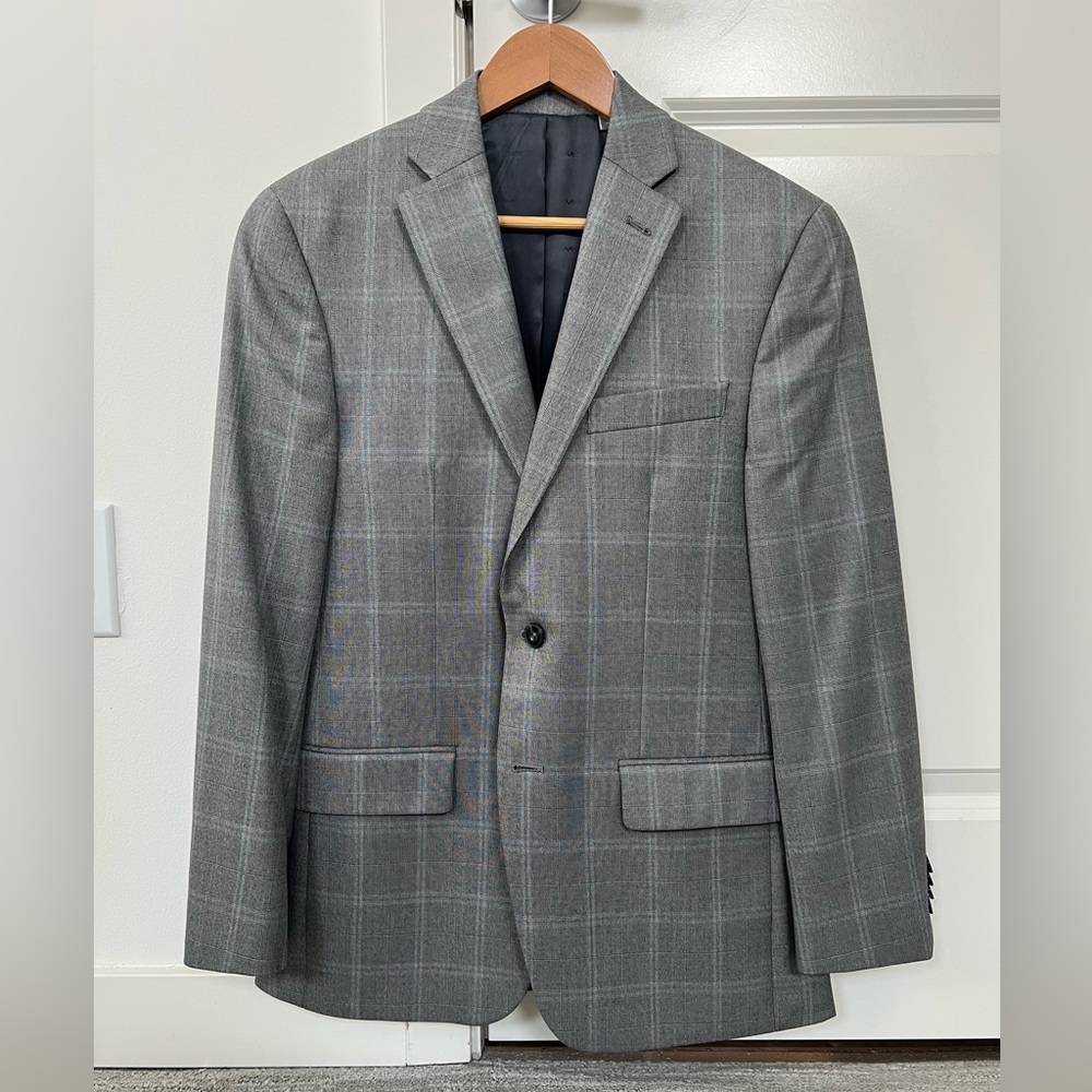 Michael Kors Classic Fit Sports Coat Grey Blue Check